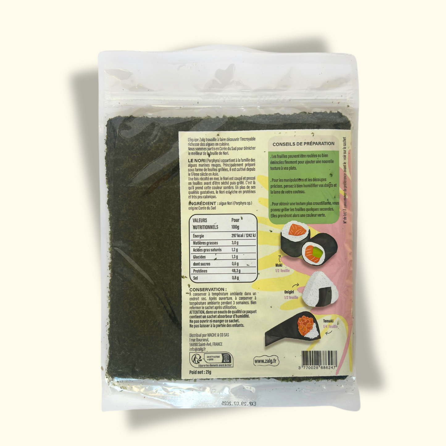 Feuilles d'algues Nori grillées (Premium)